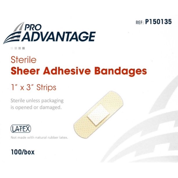NDC-Pro-Advantage Strip Bandage Sheer 1x3" Tan Sterile 100/Bx-MedTech-1